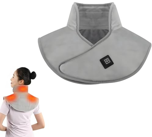 Coussin chauffant sans fil pour le cou et les épaules, batterie 5000 mAh, 3 niveaux de température et 3 modes de vibration, coussin chauffant portable, cadeau pour femme