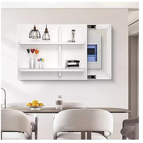 SZITW Appendiabiti con Copertura per Scatola contatore Elettrico | Copertura per Pannello Interno Nascosto con mensola a Parete sospesa, Design Push-Pull con Guida Scorrevole silenziosa