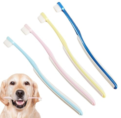 Cepillo De Dientes Para Gatos | 4 Piezas Suministro Ergonómico Con Cabeza Ancha,Cepillo de Dientes para Gatos,Para, Limpieza Diaria en el Hogar, Uso en Interior y Exterior