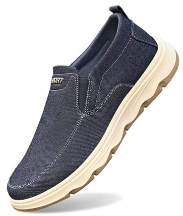 Espadrilles en toile pour homme - Chaussures d'été à enfiler - Espadrilles plates classiques - Semelle en caoutchouc, gris, 42 EU