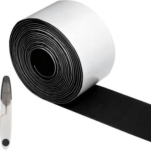 JYYWTSI Tiras de fieltro autoadhesivas, 5 cm x 6 m, negro, cinta de fieltro autoadhesiva, 1 mm de grosor, deslizador de fieltro recortable, protección contra arañazos con tijeras, protección del suelo