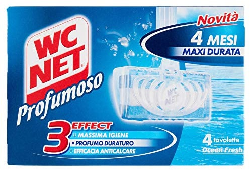 WC Net – 3effect, producto para inodoro, Ocean Fresh, 4 pastillas – 136 g