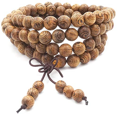 Senlinmu 108 Perles En Bois Naturel Bracelet Bouddha Tibétain Bouddha Prière Méditation Prière Élastique Mala Bracelet/Collier pour Homme Femme