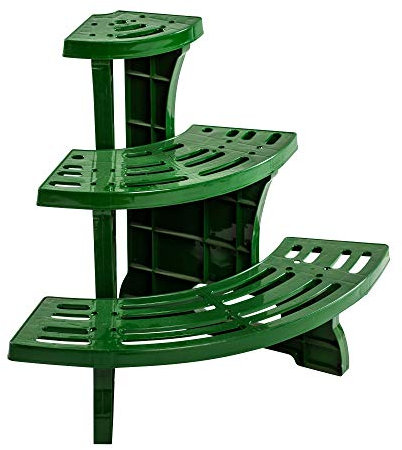 UPP Dekorative Pflanztreppe für Balkon Terasse oder Garten | Blumenbank als Platzsparer für Blumen & Kräuter | Wetterfest und langlebig [3-stufig, Ecke]