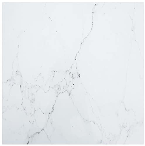 Susany Tischplatte, Glasplatte Tisch, Glasplatte Quadratisch, Tischplatte aus Gehärtetem Glas Tisch, Glasscheibe, Hartglas in Marmoroptik, Weiß 70x70 cm 6 mm