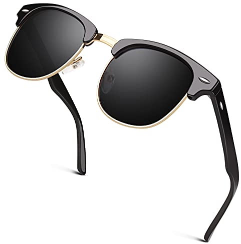 GQUEEN Horn Gestell Halbrahmen Retro Polarisiert Sonnenbrille Herren Damen