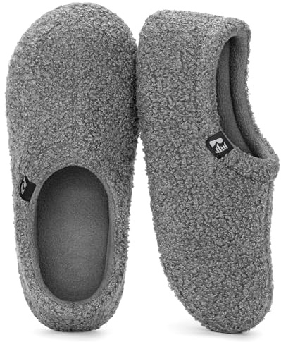 RockDove Women's Teddy Fleece Closed Back Indoor Slipper, Size 8.5 US Women, Dark Gray