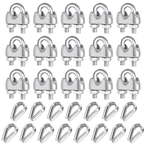15 Stück Edelstahl Klemme M3 Seilklemme Drahtseil Kauschen Bügelseilklemme U Bolzen Klemme für Drahtseil Drahtseilklemme für Drahtseil, Stahlkabel M3