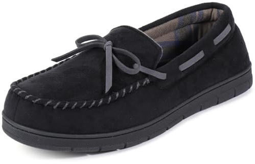 ULTRAIDEAS Men's Luke Microsuede Moccasin Slippers with Tie Indoor Outdoor Gift for Father
