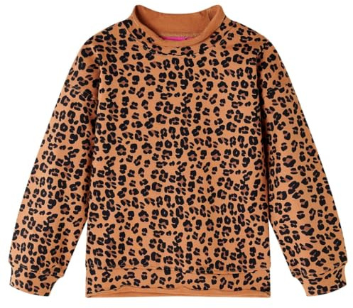vidaXL Kinder Sweatshirt Leopardenmuster Langarmshirt Pullover Pulli Heller Cognac 104