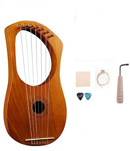 iFutniew Lyre à 7 cordes en bois avec sac de transport et accessoires Style B