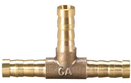 TOP-VIGOR 2Pcs 6mm Brass Barb Splicer Fitting, 3 Ways T-Shaped Fuel Hose Barbed Connector, Garden Tube Barbed Splitter Fitting for Water Fuel Gas Air Oil