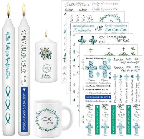 Tatuajes para velas, comunión, 6 unidades, A5, para comunión, confirmación, impresión de transferencia de agua, decoración de tatuajes, para confirmación o bautizo