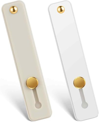 NEO+ Lot de 2 supports de doigt pour téléphone portable, poignée en silicone, support de sangle de doigt, béquille portable universelle pour la plupart des smartphones (2 pièces, blanc/beige)