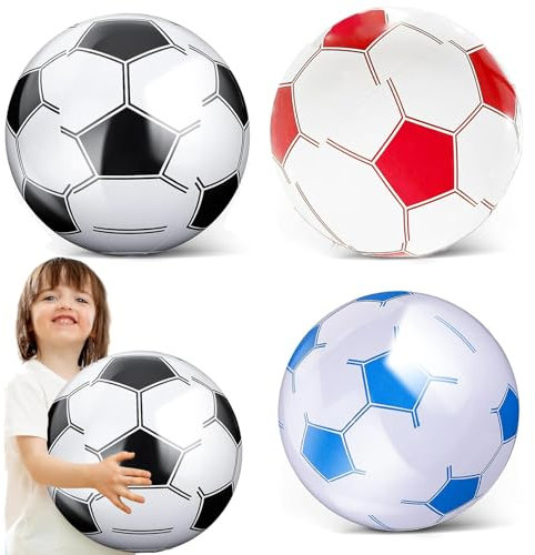 YCZARD 3Pcs Inflatable Soccer Ball, 12 Inch Football Beach Ball Blow Up Beach Balls, Water Game for Kids Adult Swimming Pool Outdoor Sports Summer Party Supplies