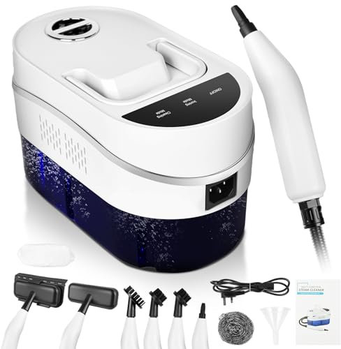 Vicloon Steam Cleaner, Handheld Steam Cleaner for Home with Blue Light Antibacterial, 2-Garde Adjustable Handle, 1200ML/2500W High Power, Steamer with 5 Brush for Window, Kitchen, Tile, Floor