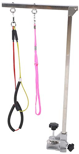 Supporto per Tavolo da Toelettatura, Braccio Fisso con Corda in Acciaio Inossidabile, Morsa Rigida, Staffa Pieghevole per Cani - Struttura Robusta, Uso Professionale, Ideale per