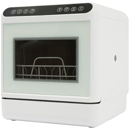 Mini diskmaskin, diskmaskin, diskmaskin med 4 tvättlägen, touchkontroll, inbyggd LED-belysning, varmlufts-cyklotorkning, antibakteriell förvaring