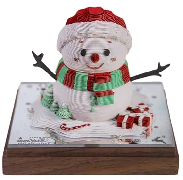 Calendrier journalier 2026 en forme de bonhomme de neige sculpté en papier avec présentoir en acrylique pour la planification des notes et la décoration des vacances, planificateur de vacances de