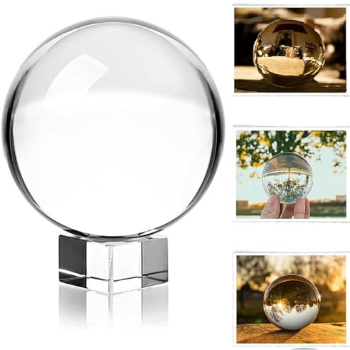 MerryNine K9 kristallboll med stativ för fotografering kristallklot i glas (80 mm/3,14 tum med 35 mm stativ)