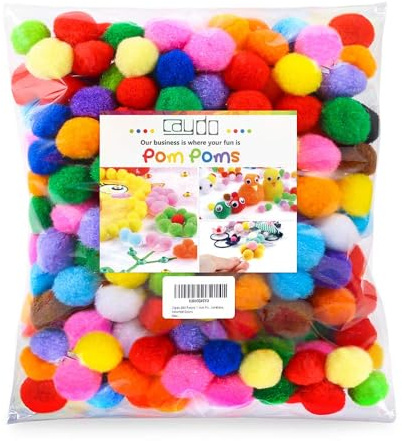 Caydo 240 pièces de pompons assortis de 2,5 cm, pompons pour fournitures de loisirs et décorations d'artisanat créatif DIY