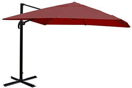Mendler Ampelschirm HWC-A96, Gastronomie Sonnenschirm, 3x3m (Ø4,24m) Polyester/Alu 23kg - bordeaux