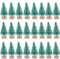 24 mini alberi artificiali di sisal di Natale con base in legno, pennelli per bottiglie e alberi in plastica, per feste di Natale, decorazioni per la casa (verde)