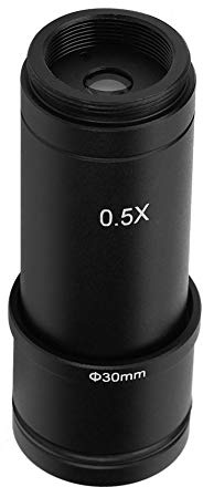 Hakeeta Microscope Adapter, 0.5X C-Mount Reduction Lens Eyepiece Lens 23.2mm Mounting with 30mm 30.5mm Ring Adapter Applicable for Biomicroscope Stereo Microscope, CCD Camera and Digital Eyepiece.