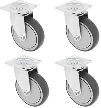 Amig- Pack de 4 Ruedas para Muebles- Pletina Giratoria -Ø100 mm-Carga Máxima por rueda 110 kg- Pletina de Acero- Fabricada con Goma-Sin Freno- Ideales para Mover Equipos Industriales y Muebles Pesados