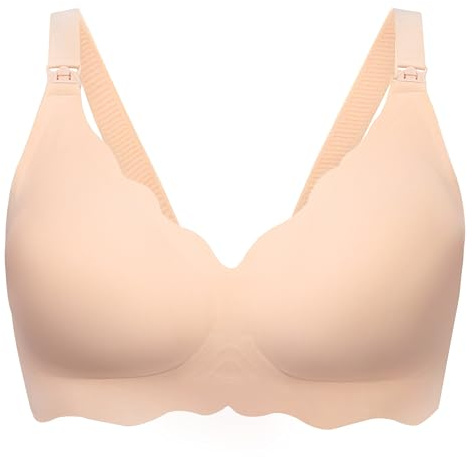 Angelhood Reggiseni per allattamento al seno Ultra Comfort Senza Cuciture Reggiseno Premaman Senza Fili Gravidanza Bralette con Estensione Reggiseno, Beige, XX-Large