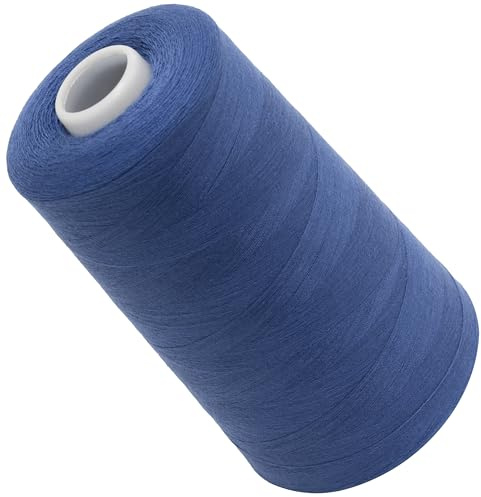 Aerzetix – C72673 – sytrådkon 120 (40/2) 4 000 m – tillverkad av polyester – konfektion, kortvarig, garn, snöre, sömnad, kläder, tråd – färg blå – denim