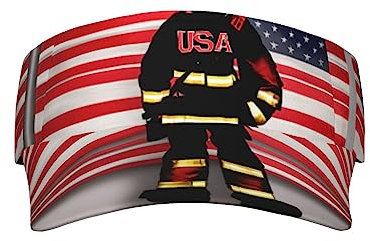 Rotes gestreiftes Visier mit USA-Flagge, verstellbar, Polyester, für Damen und Herren, ideal zum Laufen, Tennis und alle Jahreszeiten, Schwarz, Einheitsgr��e