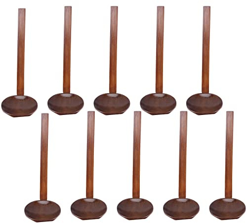 Quisiete Cuchara de Sopa de Madera Artesanal Ramen Japonesa de 8.5 Pulgadas Conjunto de Utensilios de Madera para Cocina, Cuchara de Olla Caliente de Madera 10 Piezas