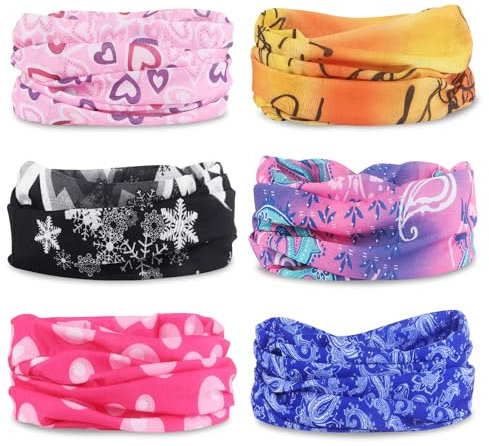 Parastar 6 Stück Multifunktionstuch, Multifunktionstuch Damen Männer Nahtlose Bandanas, Multifunktionstuch Schal Gedruckt Bandanas Stirnband UV Residenz für Yoga Wandern Reiten Motorradfahren