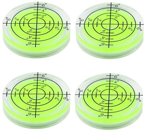 BOBOZHONG Nivel de Burbuja,4 Piezas Nivel de Burbuja Circular de 32 mm de diámetro,Burbuja de Nivel Burbuja de Nivel Redonda para cámara Plataforma Plano de Equilibrio Medición