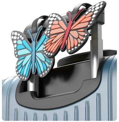 Identificador de Maletas, 2 Piezas Etiquetas para Maletas de Viaje en Forma de Mariposa de Silicona, Accesorios de Viaje (Azul y Naranja) ﻿