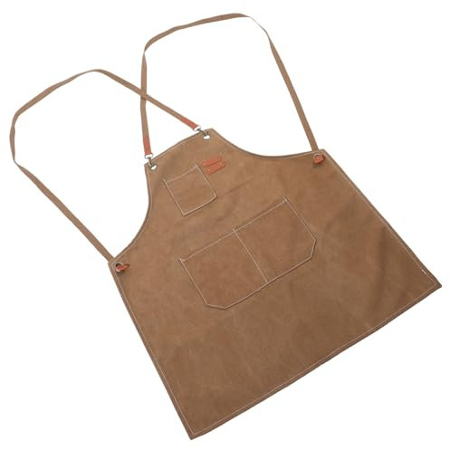 LIFKOME Bbq Barbecue Apron Thickened Leather Outdoor Oil-resistant Grill Apron Pockets for Camping and Home Cooking