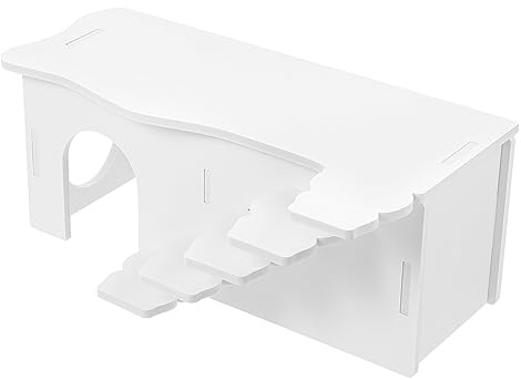 Milisten Maison à Échelle pour Hamster et Cobaye Plate-Forme en PVC Blanc, Taille Petite, Habitat de Jeu et Sommeil pour Petits Animaux de Compagnie