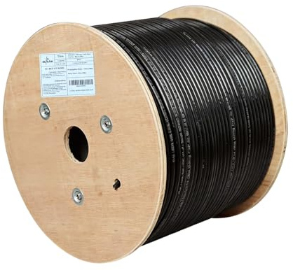 Elfcam - Cable de red Ethernet de 305 m | Cable de instalación | CAT6, 23AWG RJ45 | LAN Gigabit | Internet de alta velocidad | PC, Switch, router, módem, conmutador (305 metros, negro)