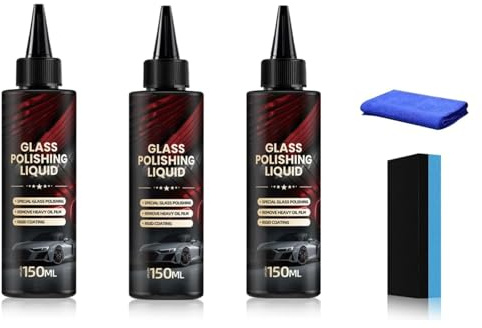 Glaspoleringsmedel - 150 Ml Glaspoleringsvätska, Repborttagare, Fönsterputs Mot Oljefilmer, Högblank Fönsterputs For Bilar - Detaljer For Säker Körning(3pcs)