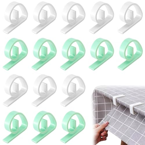 16 Piezas Sujeta Manteles de Mesa, Pinzas para Manteles De Mesa, Sujeta Manteles De Mesa, Sujeta Manteles De Mesa Exterior, Para Jardines, Balcones, Interiores, Exteriores (Blanco, Verde)