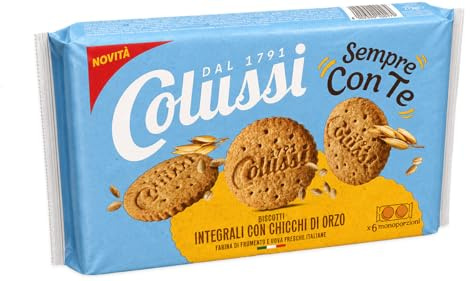 Colussi Sempre con Te Biscotti Integrali con Chicci di Orzo 6 Monoporzioni Frollini Croccanti, Ideali per Colazione, Merenda, Ufficio, Scuola e Snack Fuori Casa 273g