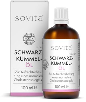 sovita Schwarzkümmelöl | kaltgepresst & nativ | 100% reines Nigella sativa Öl | reich an Linol- & Ölsäure | würzig-pfeffriger Geschmack | 100 ml