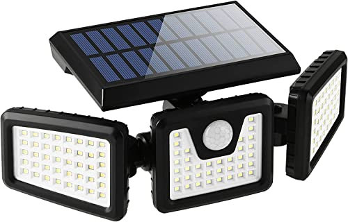 FLOWood 118LED Solarlampen für Außen, IP65 Solar Bewegungsmelder, Drehbare Gartenleuchten, Super Helle Außenwandleuchten für Garten 1 Stück [Energieklasse A++]