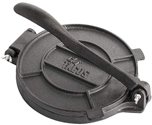 Chef Tacos Tortilla Press Autentica in Ghisa (20 cm), Pressa per Tortillas di Mais o Farina Fatte in Casa, Superficie Antiaderente, Ideale per Burrito, Tacos e Piadine