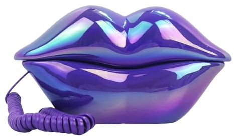 TelPal Corded Landline Phones for Home, Funny Novelty Lip Phone Gift, Wired Mouth Telephone Real Landline Home Office Telephones Furniture Decor (Purple)