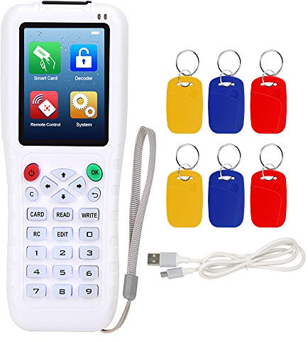 FTSTech Handhållen RFID-kortläsare kopiator med full avkodningsfunktion IC/ID Writer Plug and Play duplicator stöder nästan alla tomma kopieringskort, med 6 st dubbla frekvensnycklar