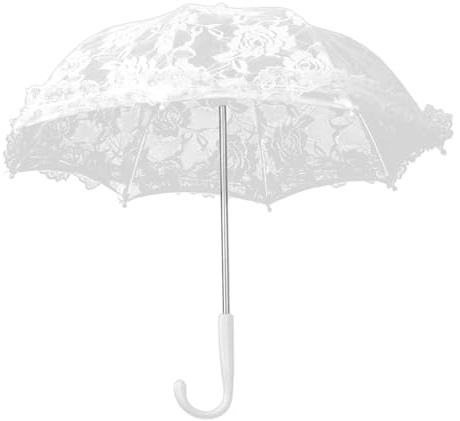 Joyzan Mini Lace Umbrella, Craft Flowers Embroidery Umbrella White Parasol Bridal with J Handle Lady Women Handheld for Stage Performance Wedding Party Decor Photography Dance Prop Costume Accessory
