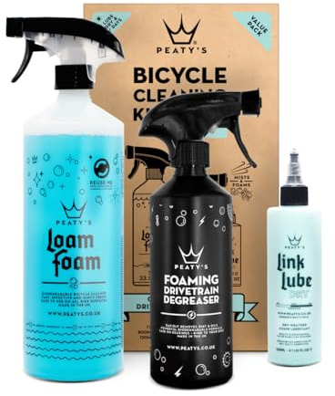 Peaty's Bicycle Cleaning Kit (Dry) - Wash, Degrease & Lubricate Bike Maintenance Kit, Includes Foaming Bike Cleaner, Drivetrain Degreaser & Dry Chain Lube, Suitable for Carbon, MTB, Road and E-Bikes