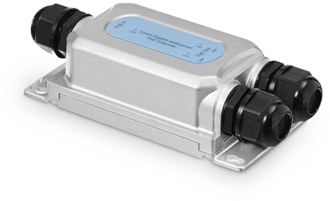 MokerLink Extender PoE 3 Porte Gigabit Esterno, Ripetitore PoE IEEE 802.3 af/at/bt 90W, 10/100/1000Mbps, 1 PoE in 2 PoE Out, Montaggio a Parete IP67 Impermeabile Switch POE Passthrough